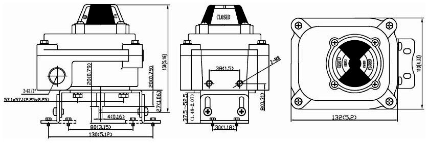 Drawing Dimension of ALS300M2F Series Limit Switch Box